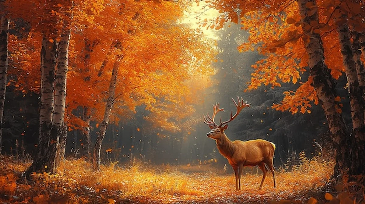 autumn forest deer wildlife peaceful