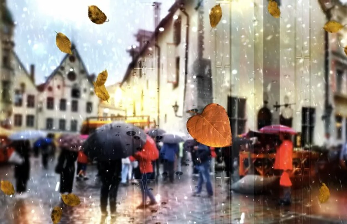 autumn rain city street mood