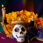 colorful mexican day of the dead home celebration