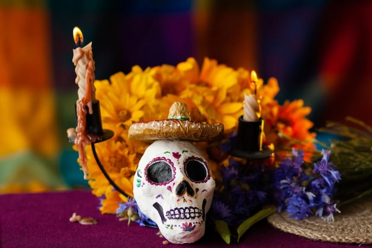 colorful mexican day of the dead home celebration