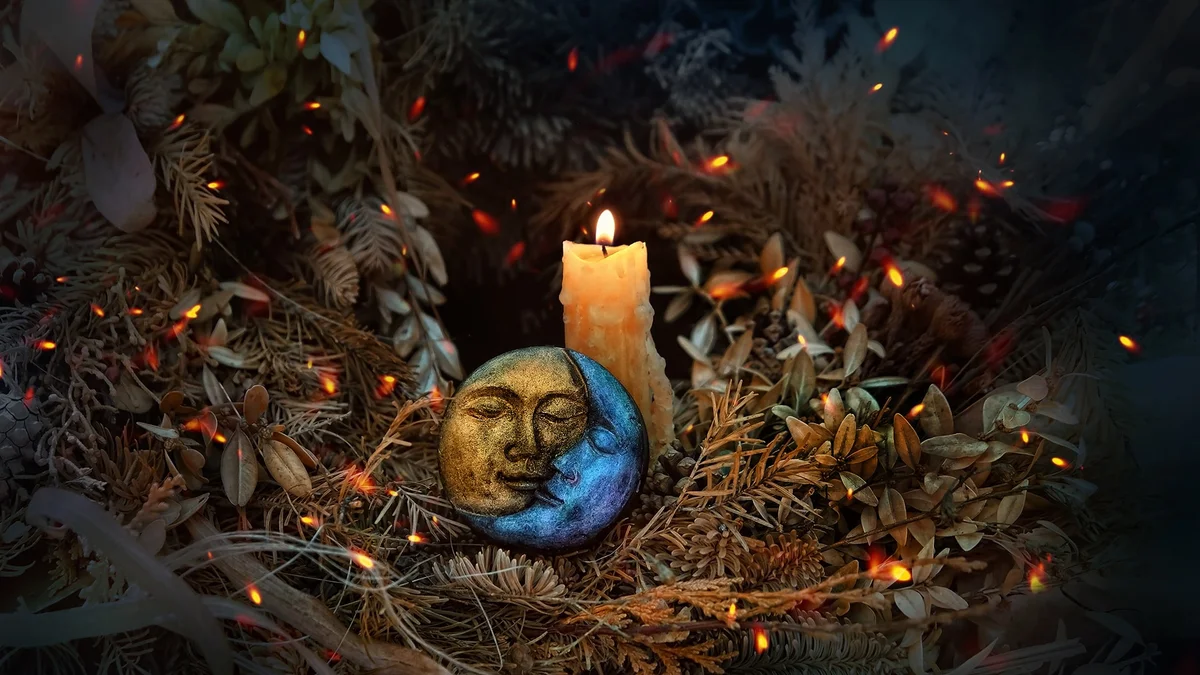 Celtic autumn ritual forest, mysterious night ceremony, ancient traditions November