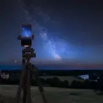 home stargazing with smartphone czech window night