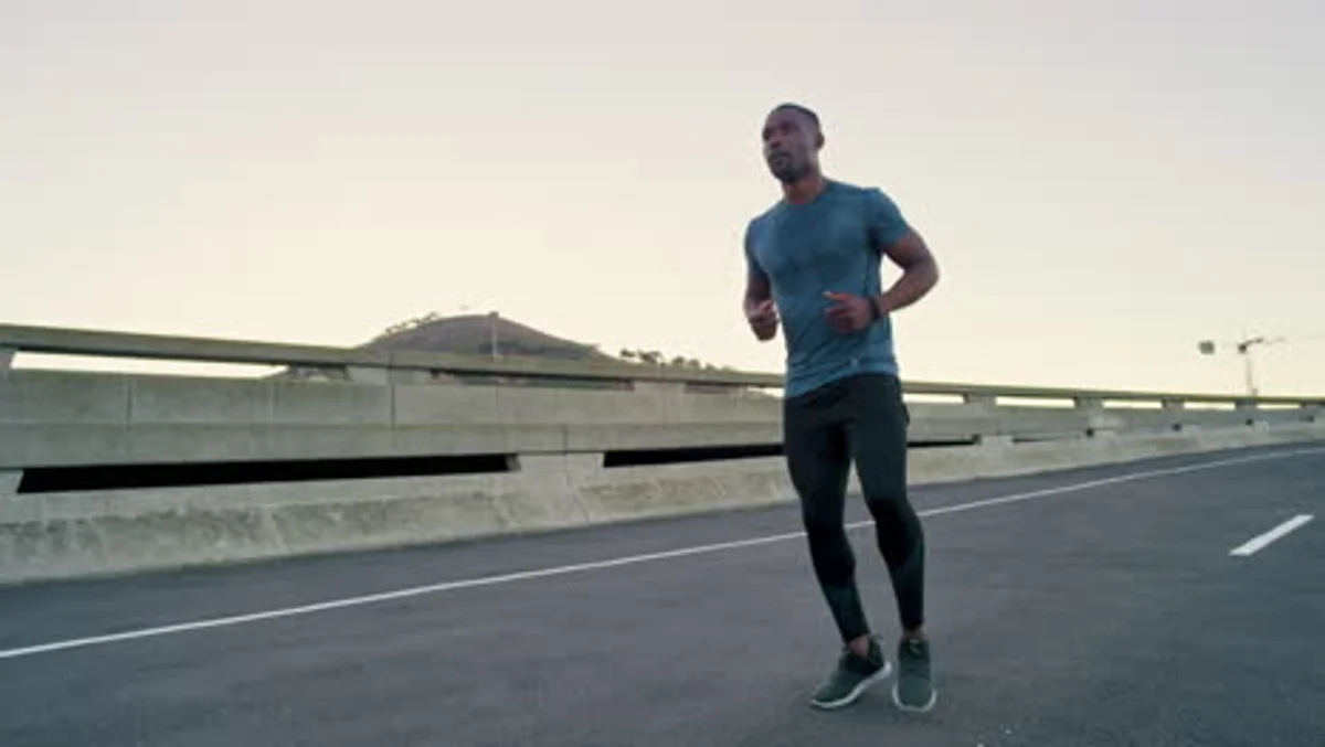 Sprint start slow motion, European athlete, close-up, focus