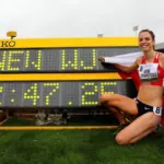 Czech athletes breaking records track field celebration