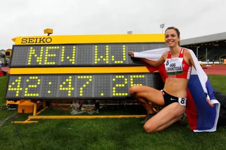 Czech athletes breaking records track field celebration