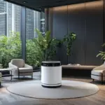 modern air purifier in stylish city apartment