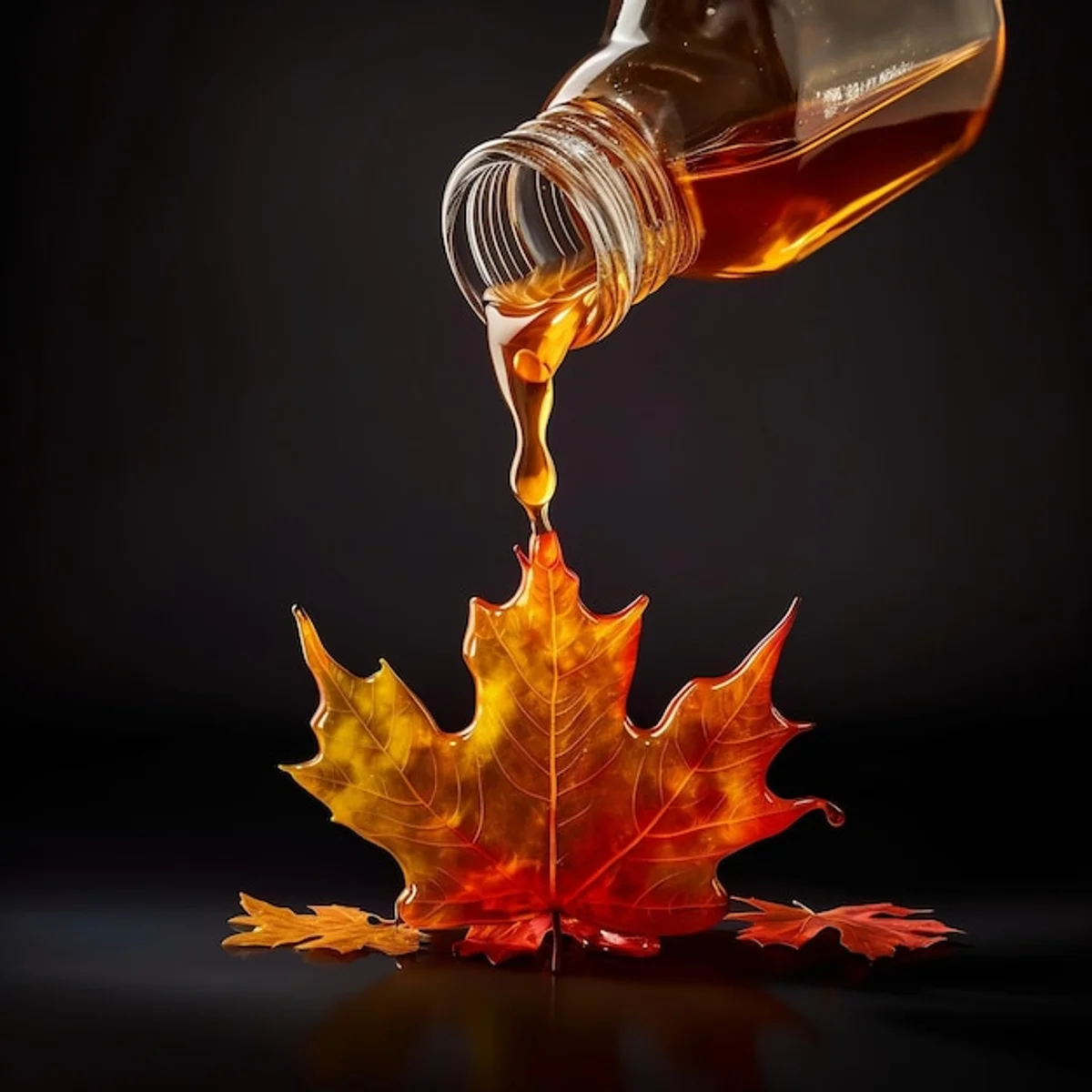 homemade autumn fruit syrup glass bottle