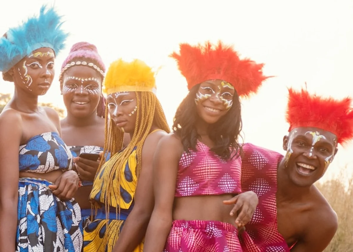 African autumn ritual village festival dance