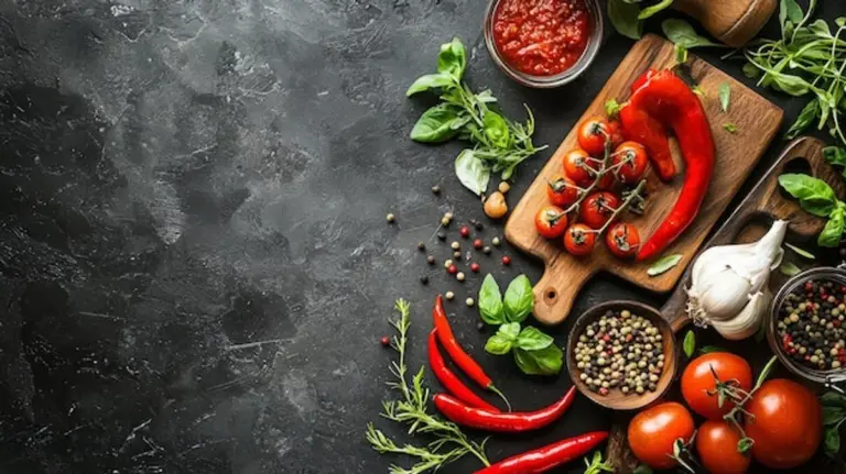 assorted spices on table creative overhead
