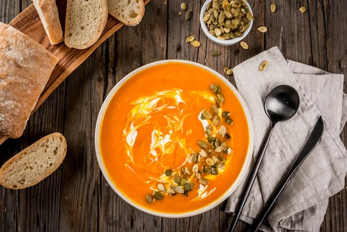 hot soup winter table rustic