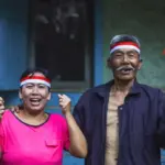 indonesian village community people smiling