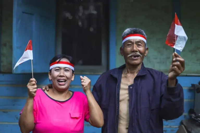 indonesian village community people smiling