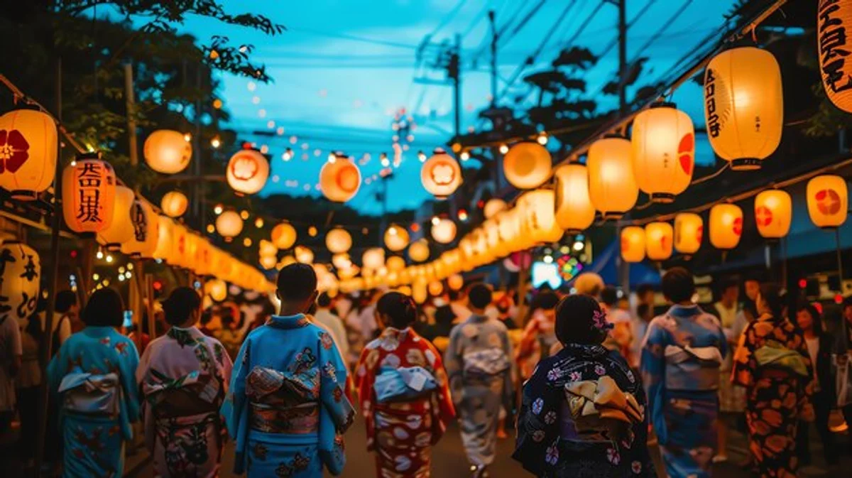 japanese autumn festival lantern night