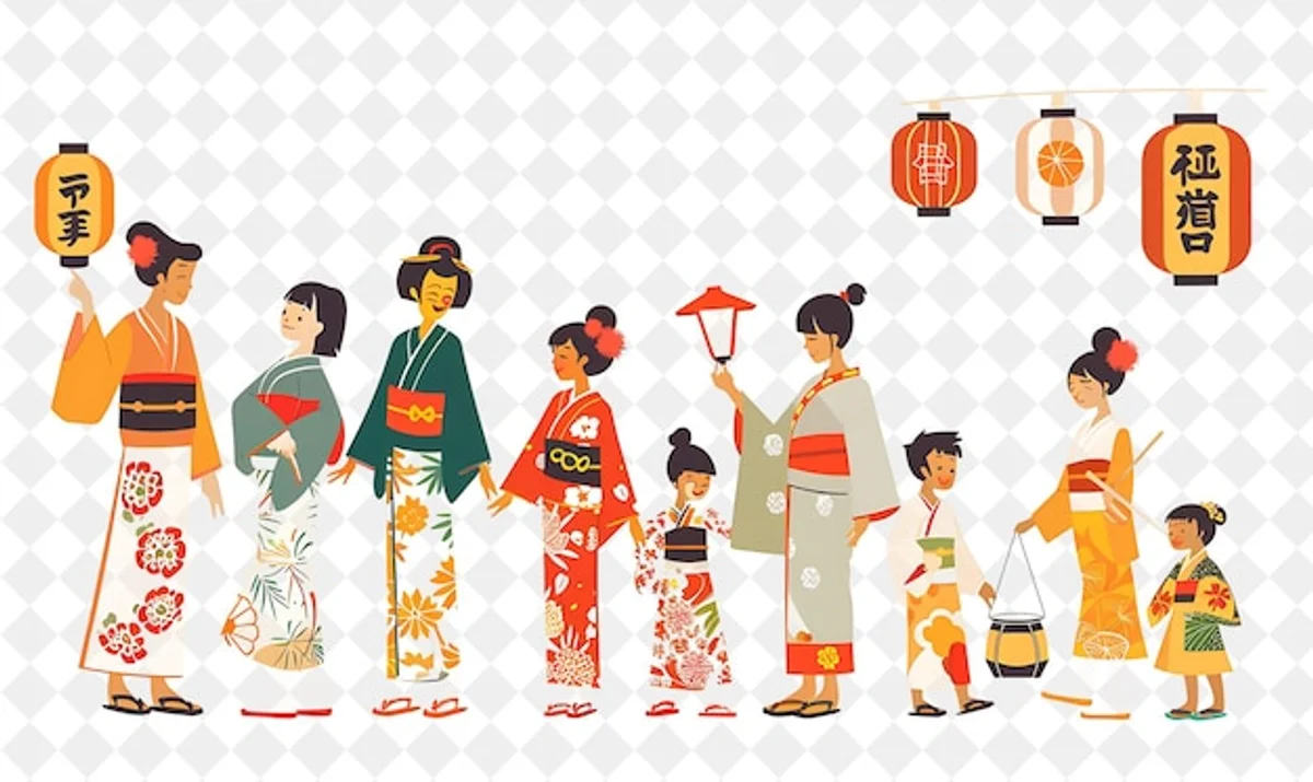 japanese traditional autumn festival parade people kimono