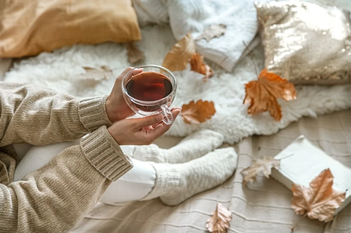 autumn relaxation Czech cozy home herbal tea
