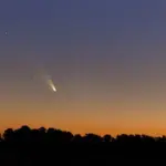 observing comet in autumn night sky czech republic