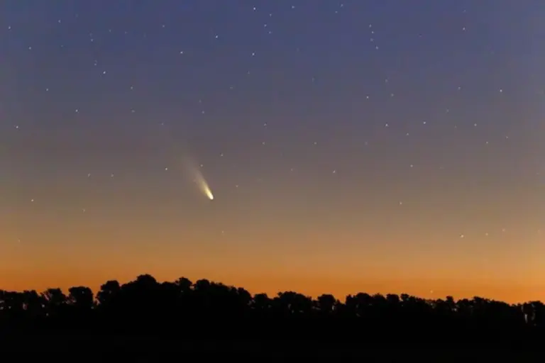 observing comet in autumn night sky czech republic