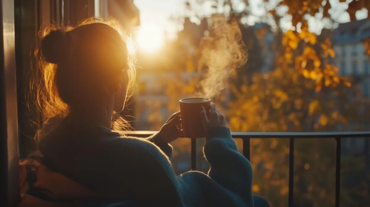 autumn mood sadness woman daylight lamp home