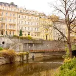 autumn foliage Karlovy Vary spa city river