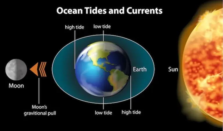 moon tide science illustration ocean waves