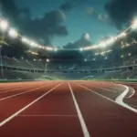 athletics stadium under dramatic skies