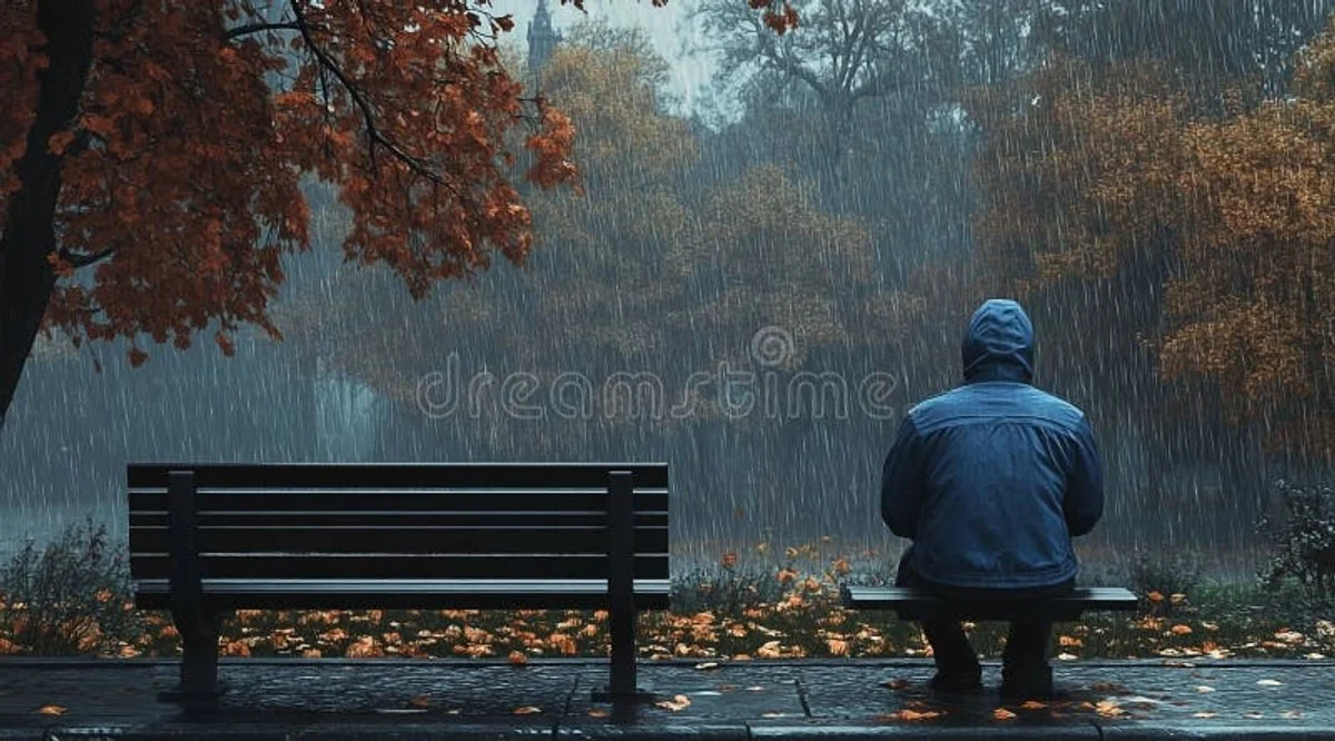 autumn depression sad person window rain Czech Republic