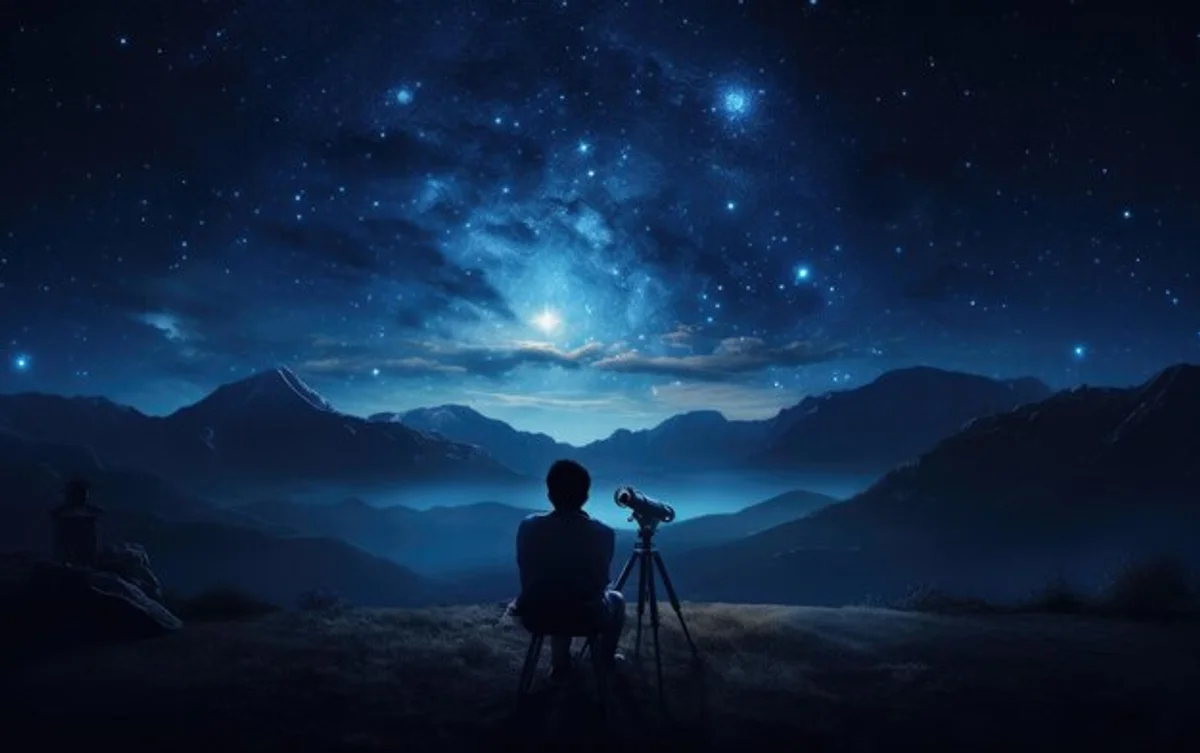 modern smart telescope outdoor night