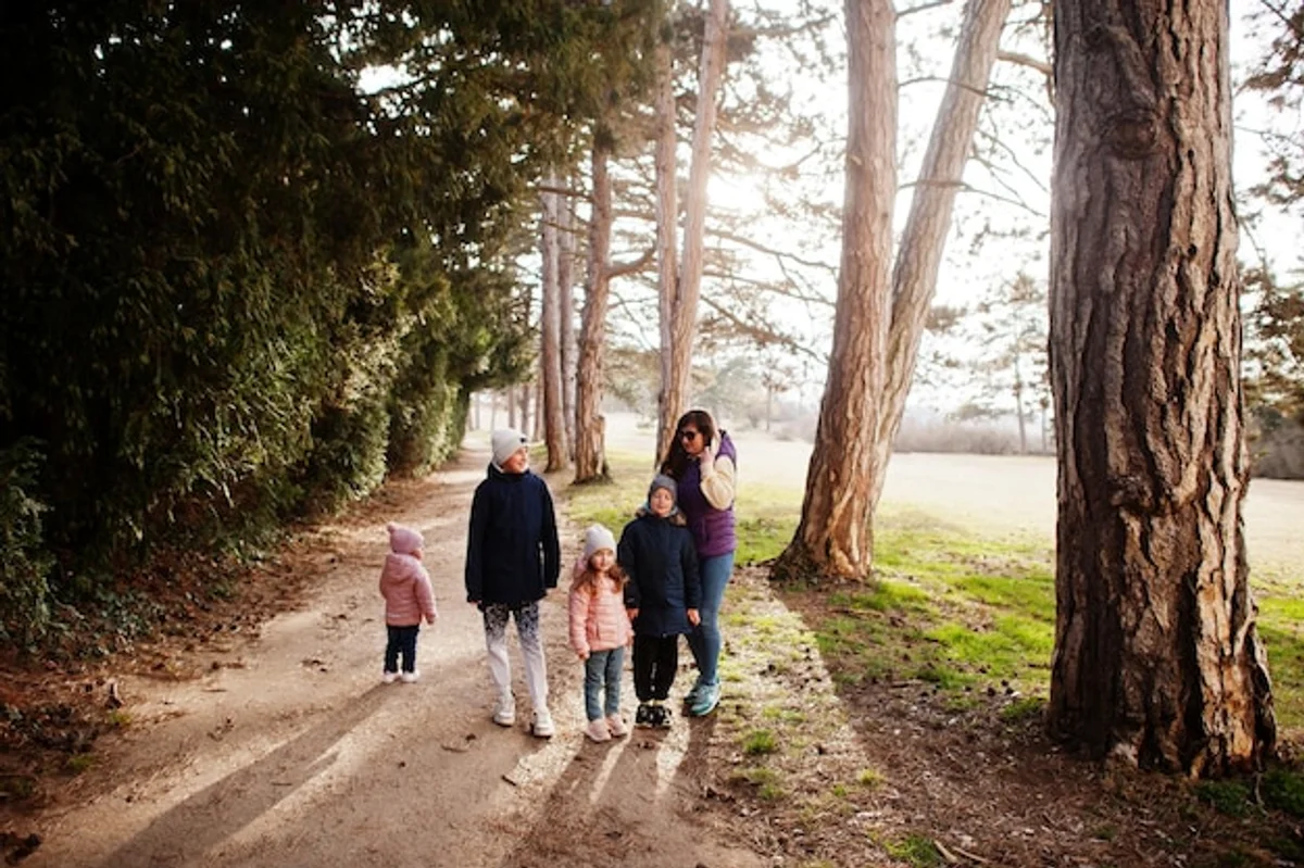 czech family autumn walk in forest