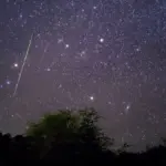November meteor shower night sky European landscape