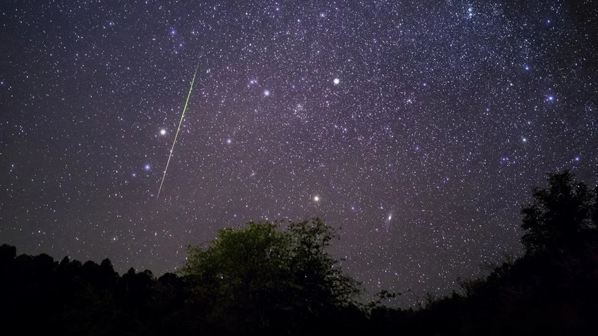 November meteor shower night sky European landscape