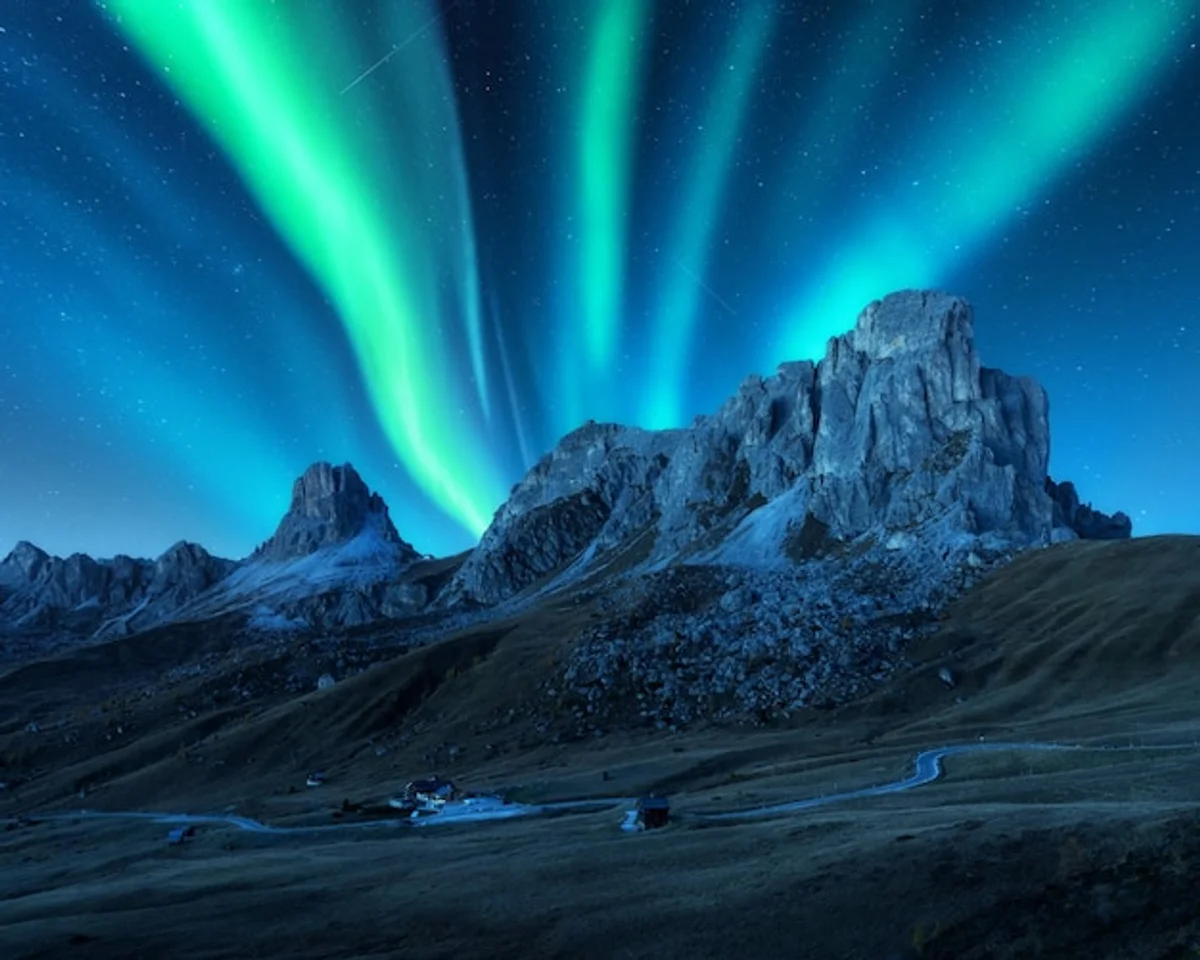 northern lights over european landscape night sky photography