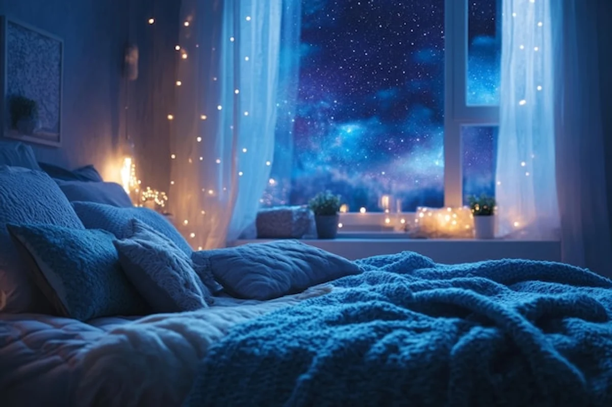 cozy home stargazing night window