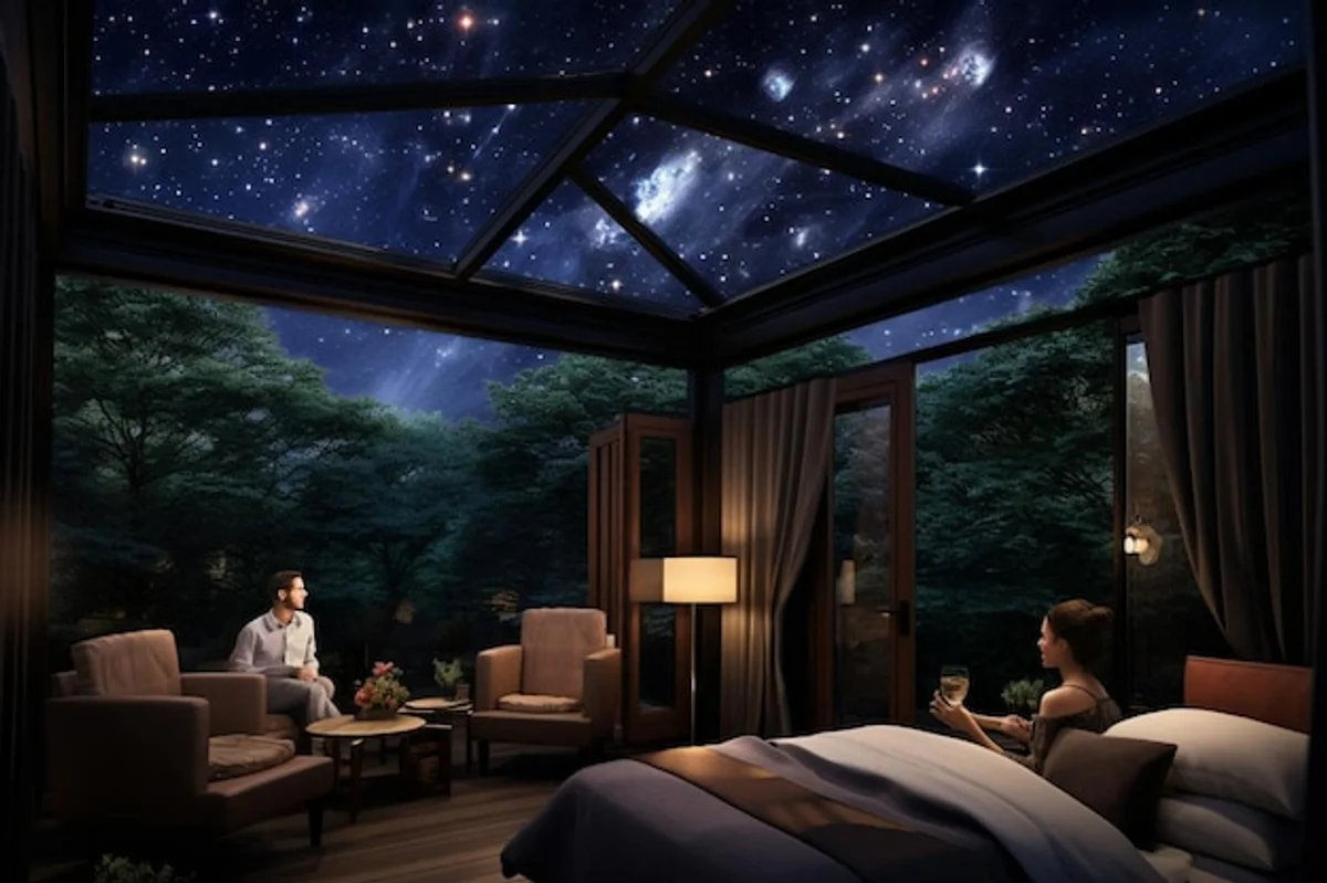 urban stargazing living room night sky