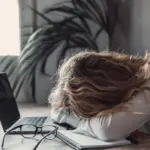 tired woman autumn office