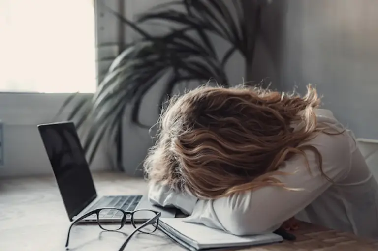 tired woman autumn office
