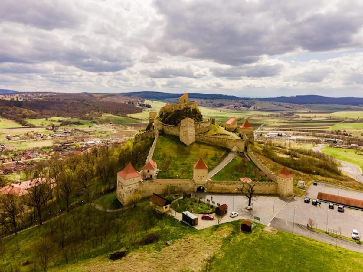medieval Czech archaeological excavation aerial view