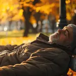 sleepy people autumn fatigue park